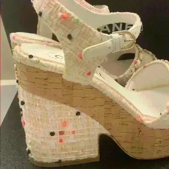 Chanel Tweed Wedge Sandals - Picture 7 of 8